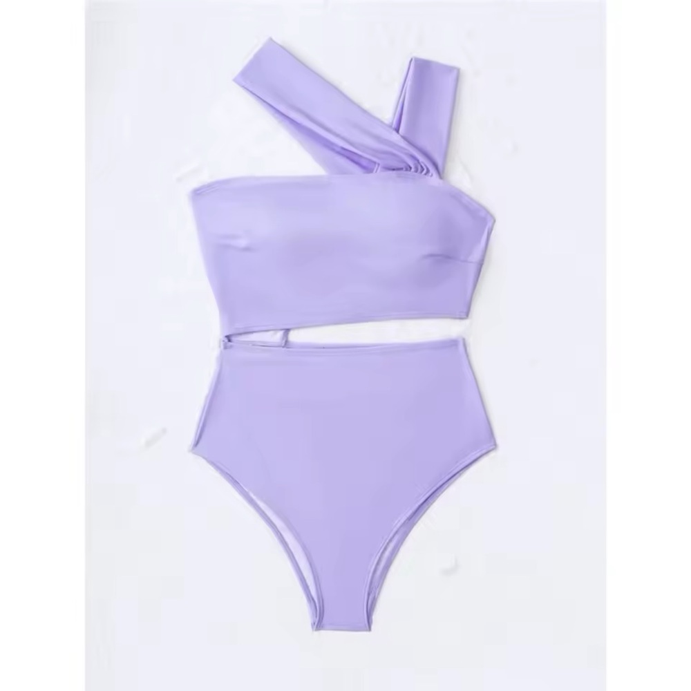 Lavender One-Piece Asymmetrical Swimsuit